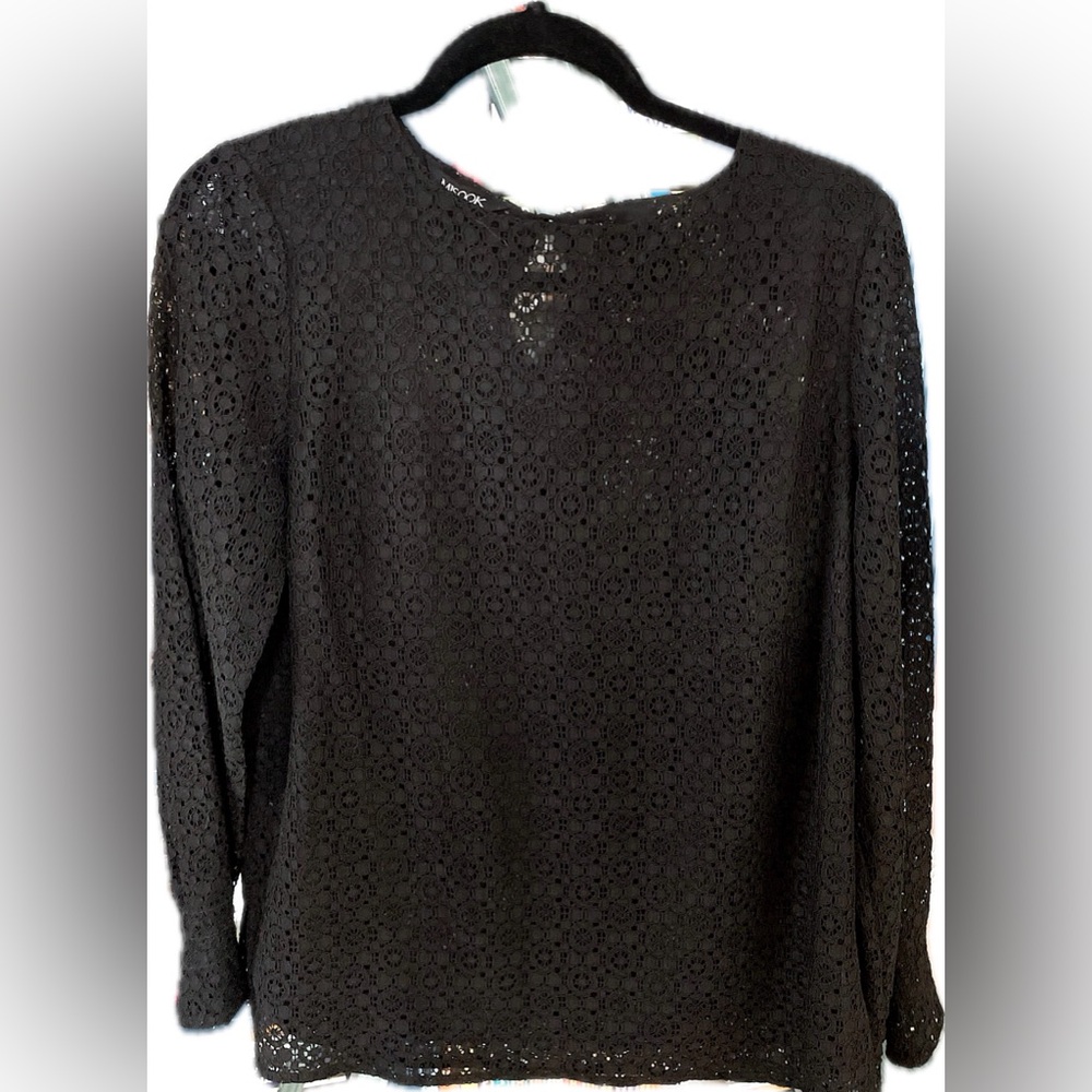 👀❗️Misook Black Lace Blouse Size Small
